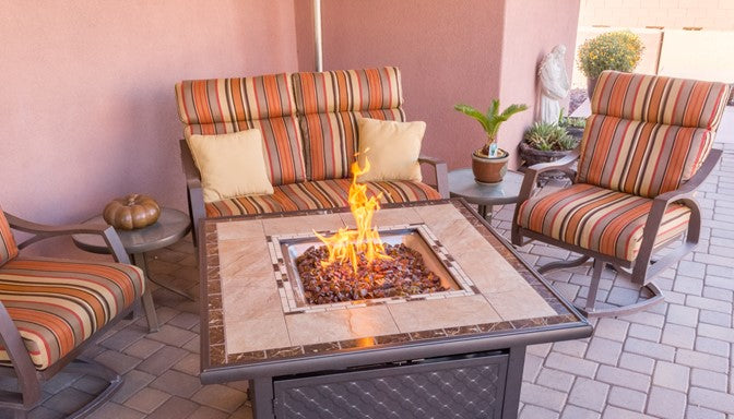 AZ Patio Heaters 40" Square Marble Tile Top Fire Pit