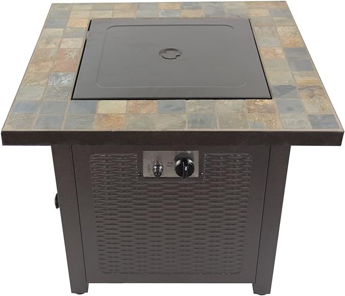 AZ Patio Heaters 30&quot; Square Slate Tile Top Fire Pit