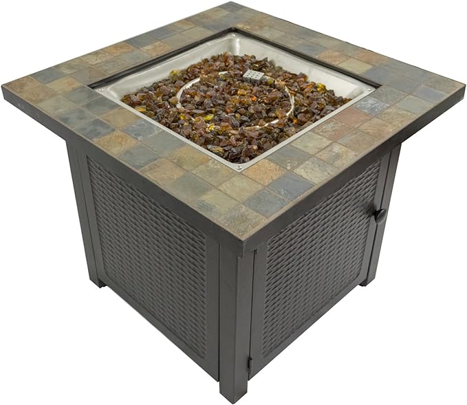 AZ Patio Heaters 30" Square Slate Tile Top Fire Pit