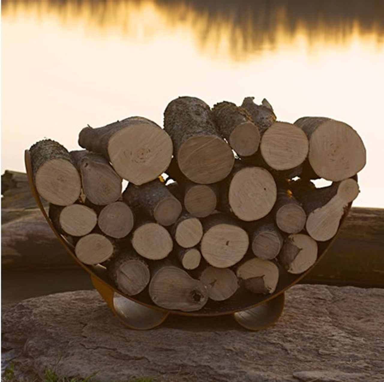 Fire Pit Art Crescent Log Rack - Carbon Steel