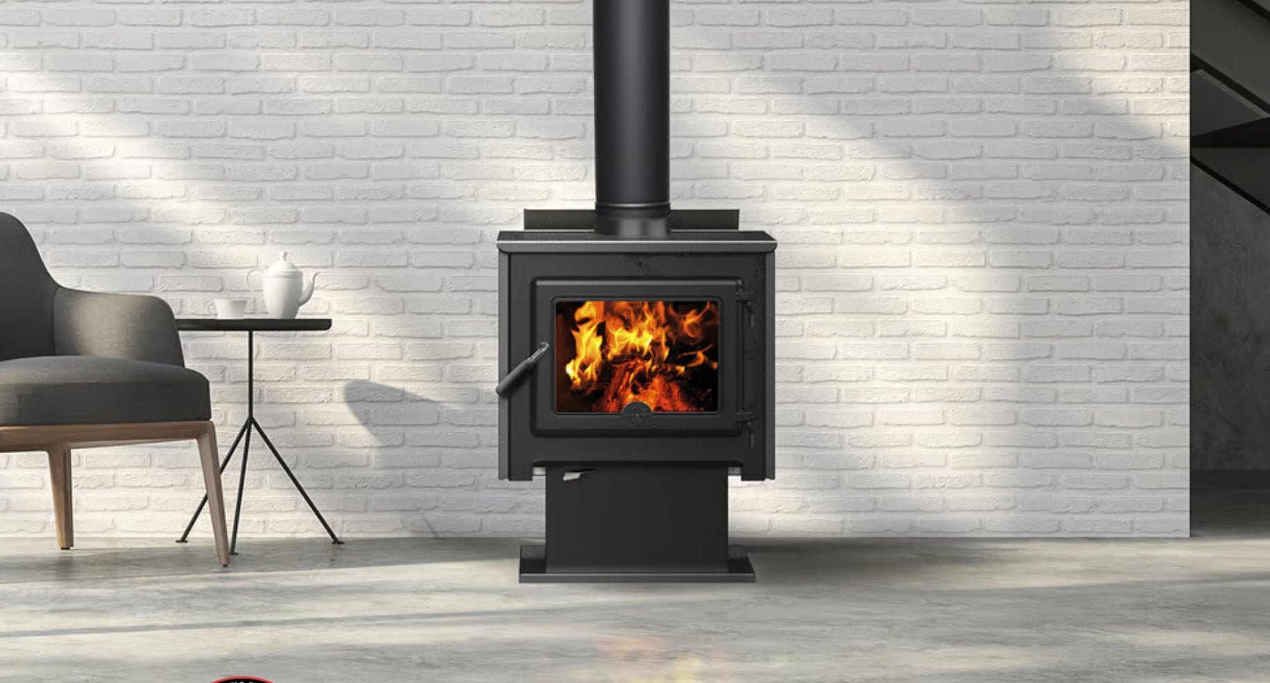 True North TN20 B Series Wood Burning Stove with Pedestal