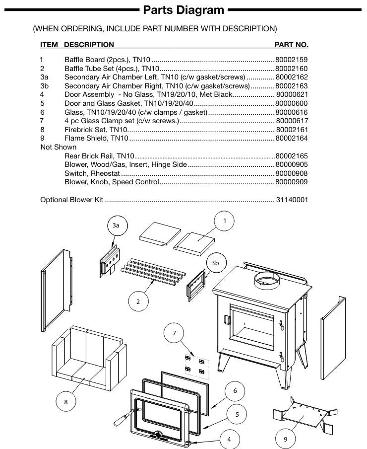 True North TN10 Small Wood Burning Stove with Legs