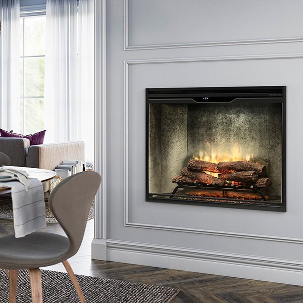 Dimplex 36" Revillusion Portrait Built-In Electric Firebox with Weathered Concrete Panels, Glass Pane and Plug Kit- 500002399