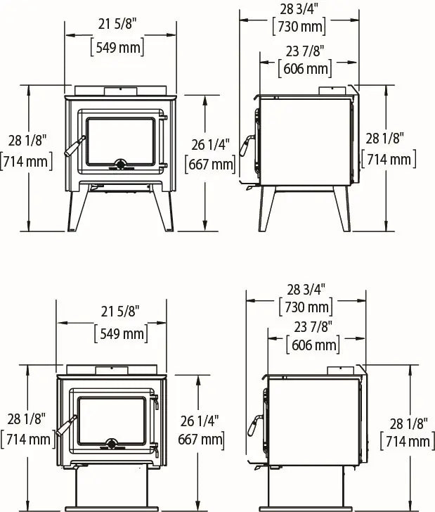 True North TN25C Wood Burning Stove with Pedestal