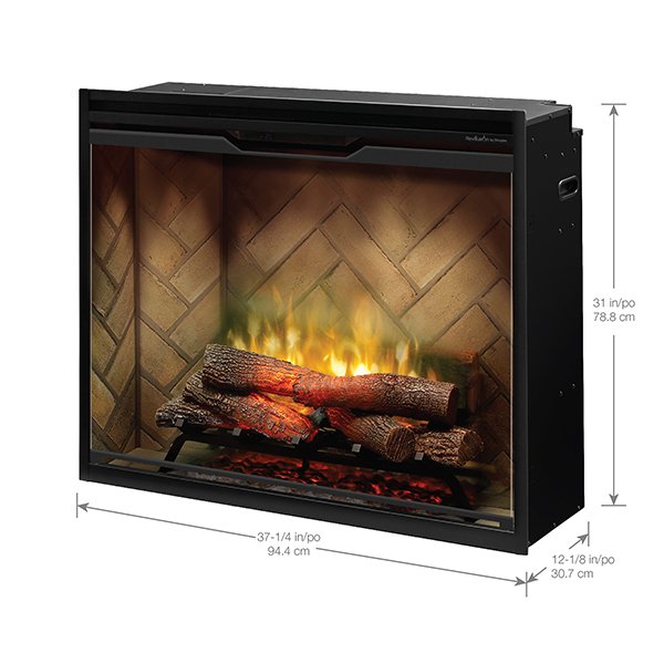 Dimplex 36" Revillusion Portrait Built-In Electric Firebox with Herringbone Panels, Glass Pane and Plug Kit - 500002398