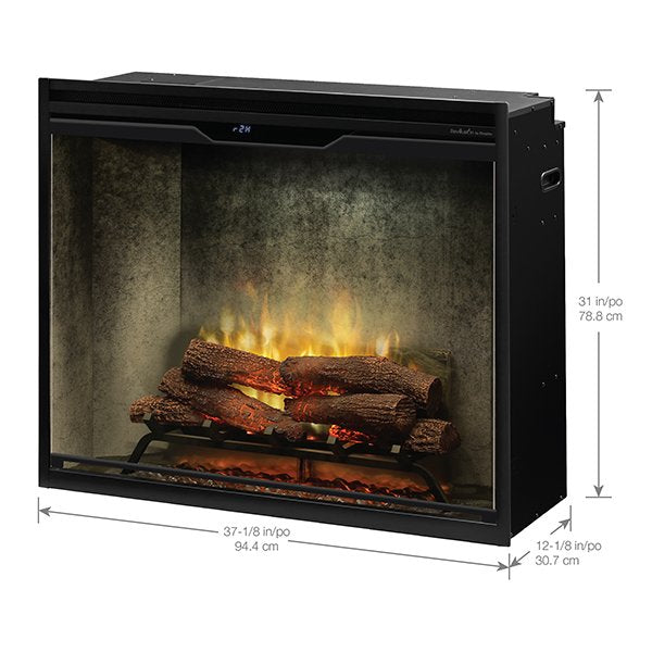 Dimplex 36&quot; Revillusion Portrait Built-In Electric Firebox with Weathered Concrete Panels, Glass Pane and Plug Kit- 500002399