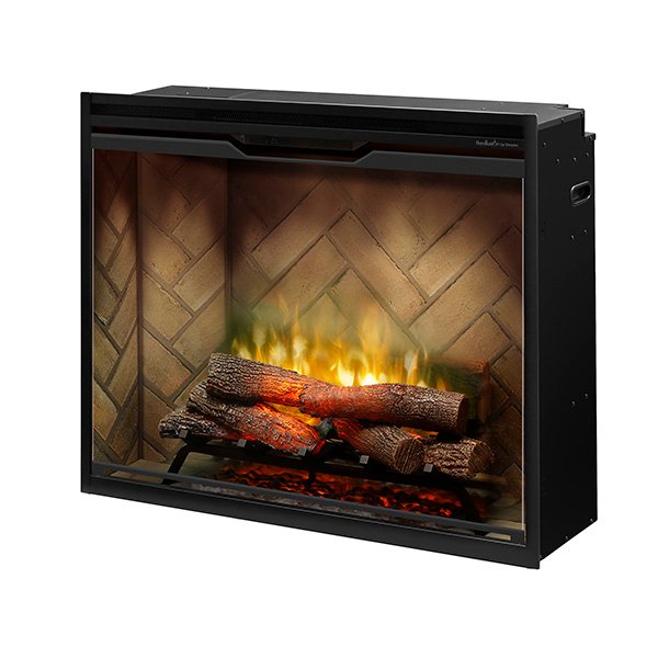 Dimplex 30" Revillusion Built-In Electric Firebox with Herringbone Panels, Glass Pane and Plug Kit